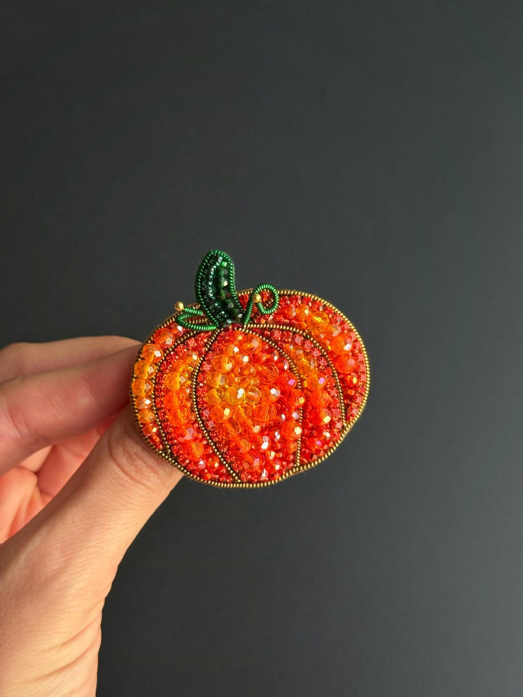 Pumpkin Bead Brooch, Funny Halloween Gift, Orange Pumpkin Pin, Gift For Her, Bead Embroidery Vegetables Brooch, Brooches For Women
